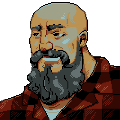 Pixel art portrait by Jon Romero Ruiz